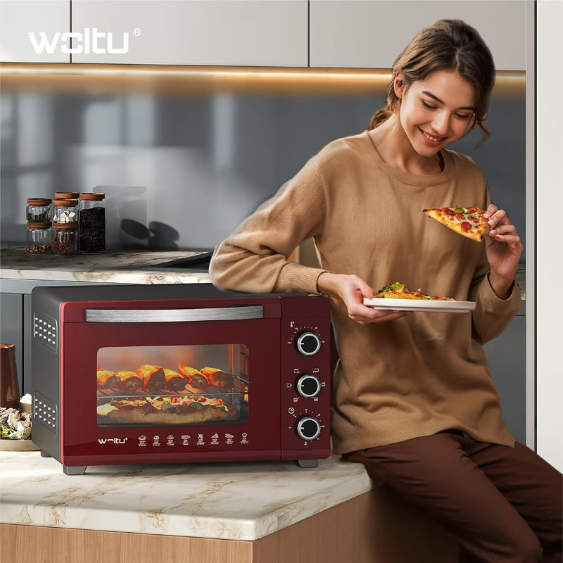 WOLTU Mini Backofen 32 Liter, 1600 Watt Toasterofen | Pizzaofen | Herausnehmbares Krümelblech mit Ti