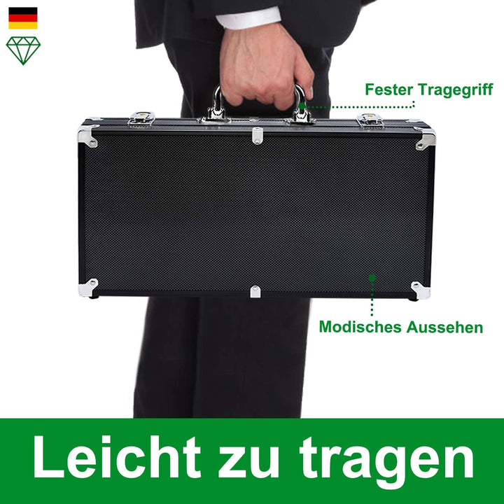 YUENFONG Pokerkoffer Pokerset mit 500 hochwertigen Laser Pokerchips, inkl. 2 Pokerdecks, 1 Dealer Bu