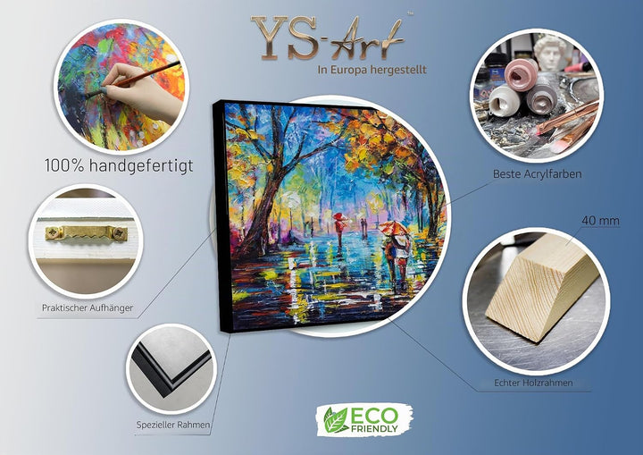 YS-Art Abstrakt Stil Acryl Gemälde auf Leinwand Herbstliche Allee handgemalt Wandbilder Wohnzimmer m