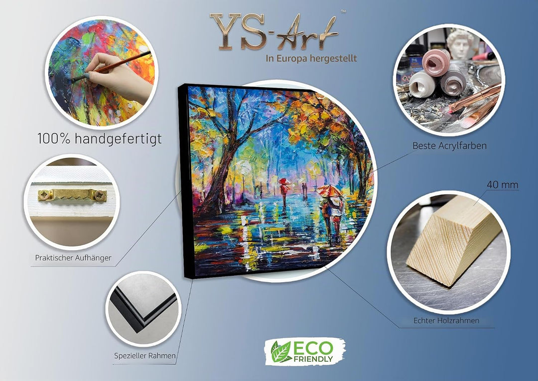 YS-Art Abstrakt Stil Acryl Gemälde auf Leinwand Herbstliche Allee handgemalt Wandbilder Wohnzimmer m