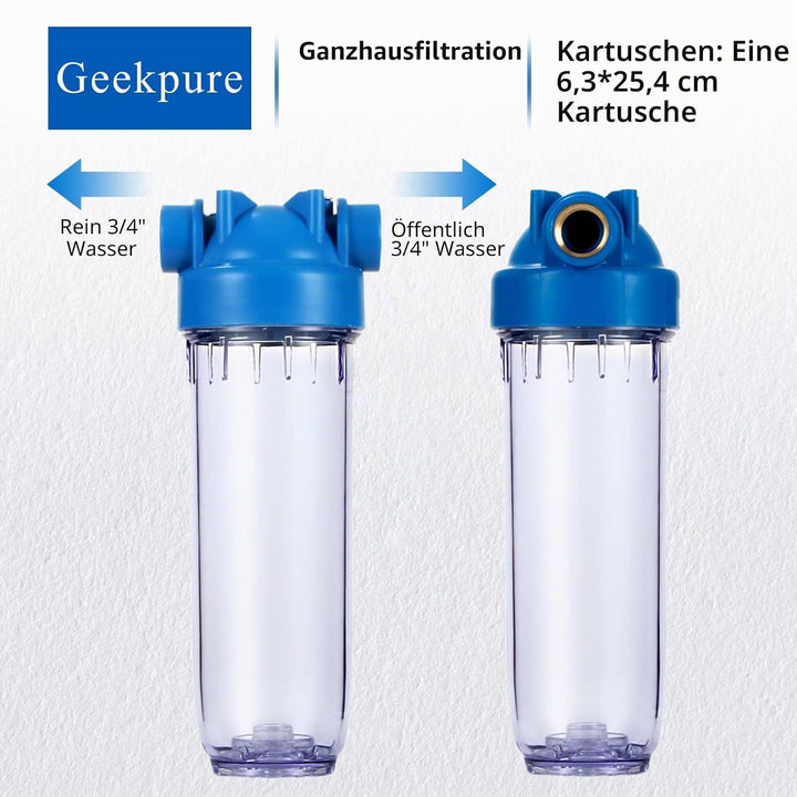 Geekpure 10-Zoll Ganzhaus Filtergehäuse - 3/4" BSP Messinganschluss - passend für 2,5" x 10" Filter