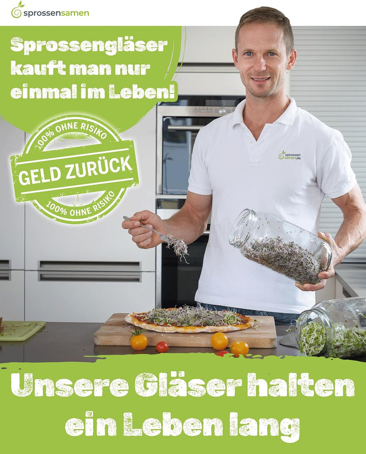 biosprosser Sprossenglas Set mit Starterpaket - Fitness-Mix 250g &amp; Power-Mix 250g - Keimglas für Spr