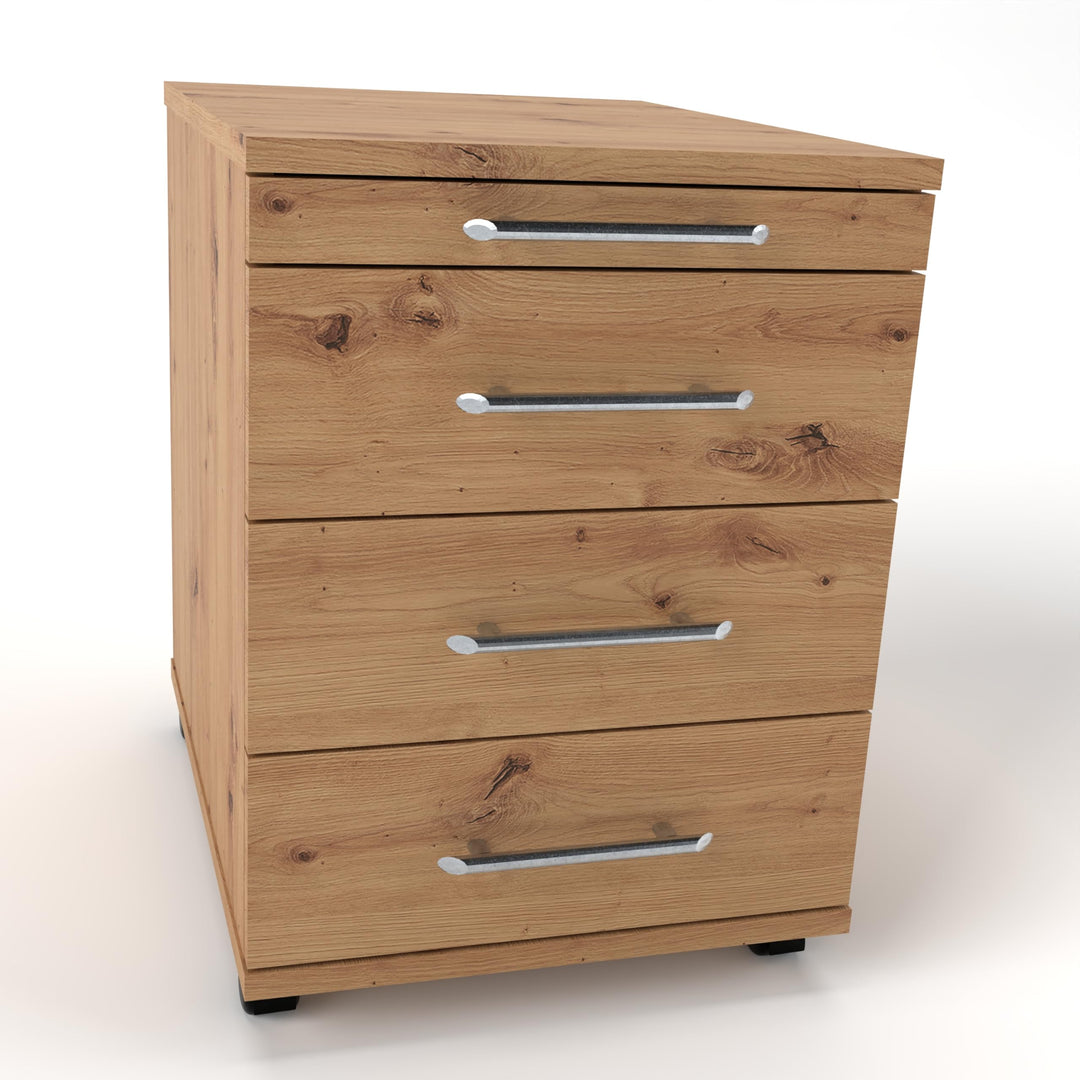 Rollcontainer CADI Home 43×58×59 cm – Bürocontainer in Asteiche mit Orga- & 3 Universal-Schubladen,