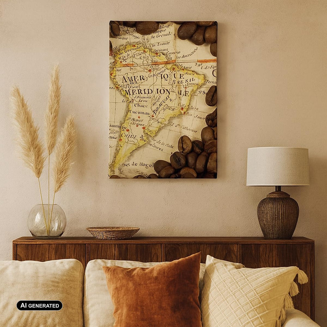 Bilder auf Leinwand Südamerika Samen Kaffee Leinwandbild mit Rahmen 45x80cm Wandbilder Dekoration Wo