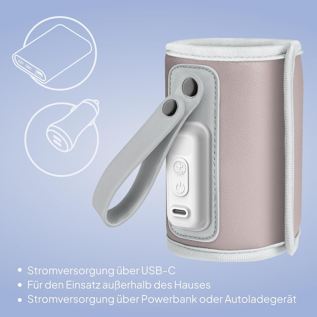 LIONELO Thermup Go Tragbarer Flaschenwärmer zur Temperaturhaltung, hält Wärme bis zu 24 h, 5 Tempera