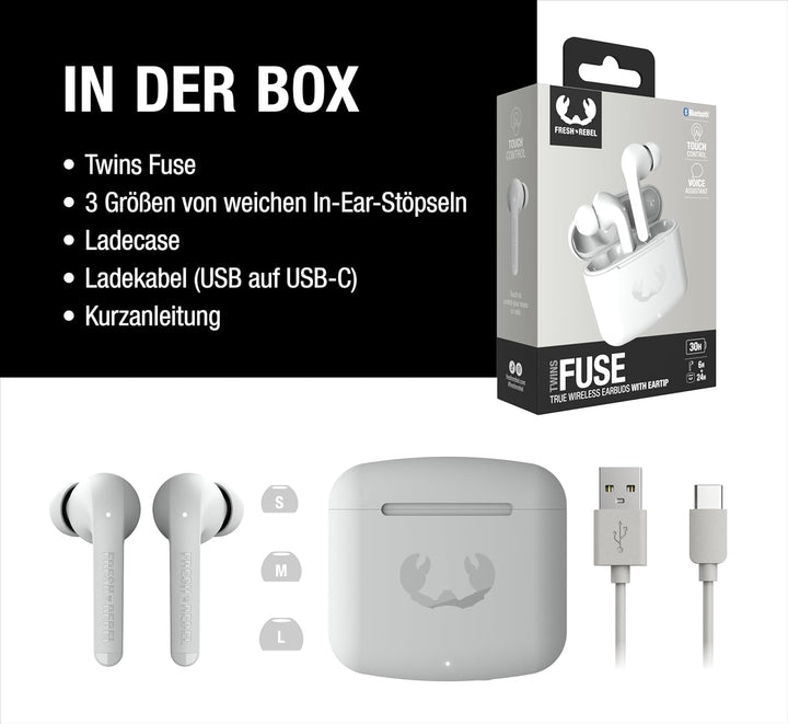 Fresh 'n Rebel Twins Fuse, True Wireless kabellose In-Ear-Bluetooth-Kopfhörer mit Spitze, mit Sprach