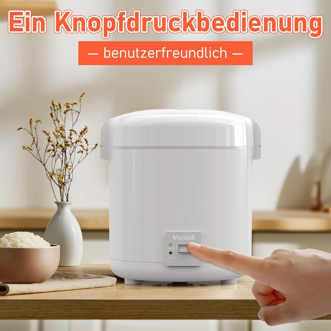 Macook Kleiner elektrischer Reiskocher - vollautomatisch, für 2 Portionen, abnehmbarer, antihaftbesc