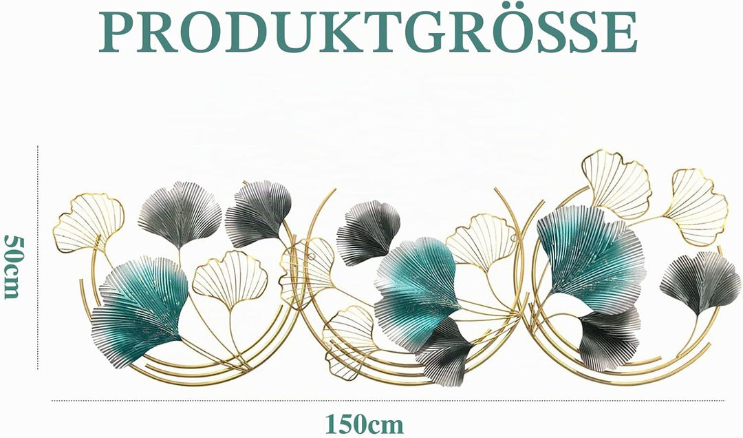 GERHWASH Wanddeko Metall Gingko Gold Wanddeko Metall 3D Wandskulpturen Ginkgo Blatt Kunst Ornament a