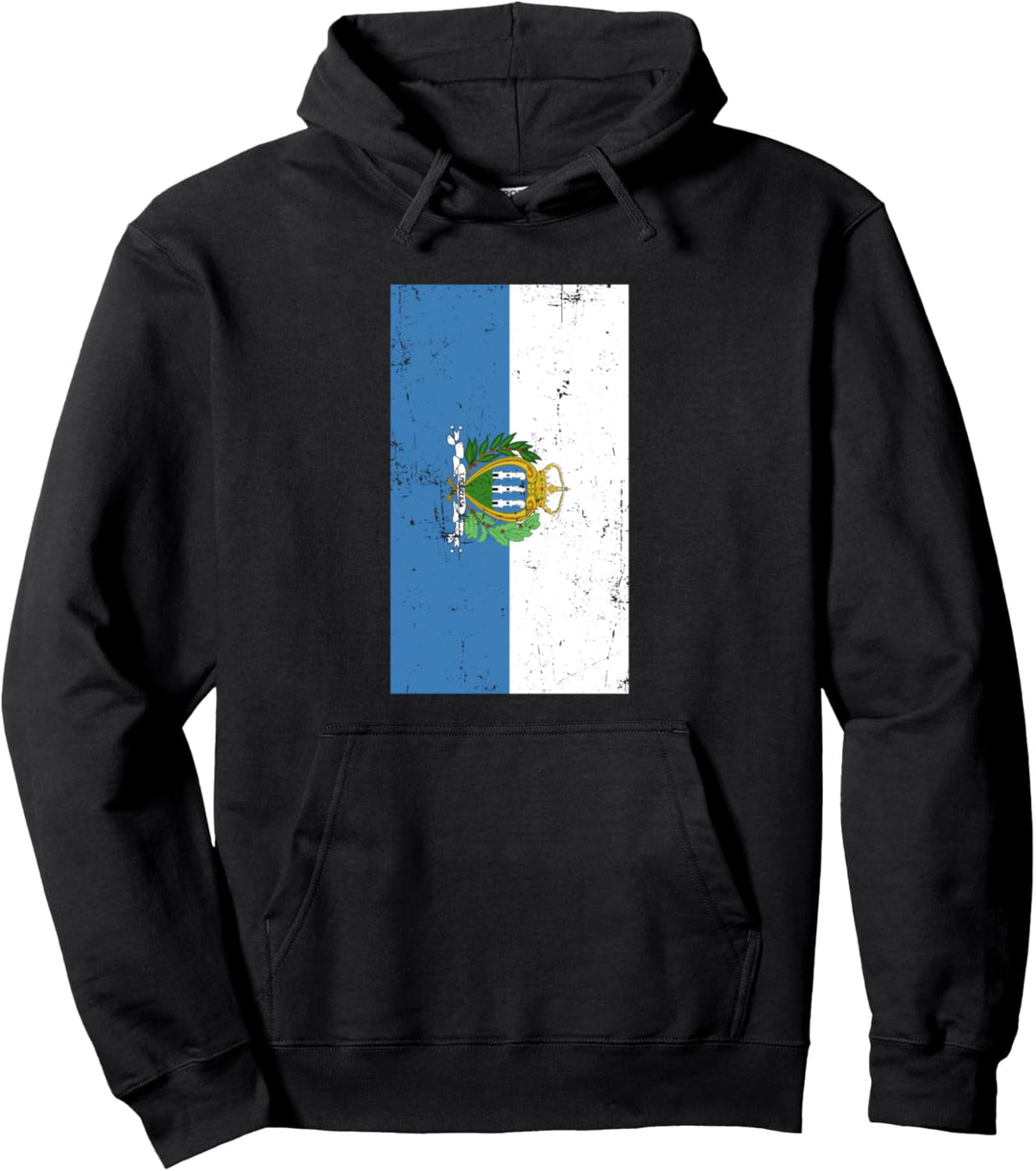 San Marino Southern Europe Distressed Flag Pullover Hoodie