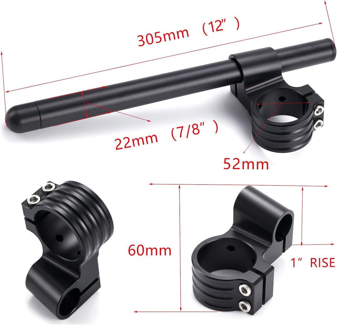 Fullibars Ø 52mm stummellenker für moto gabel Ø 52mm cafe racer custom mit neigung 7 ° mit Lenkrohre