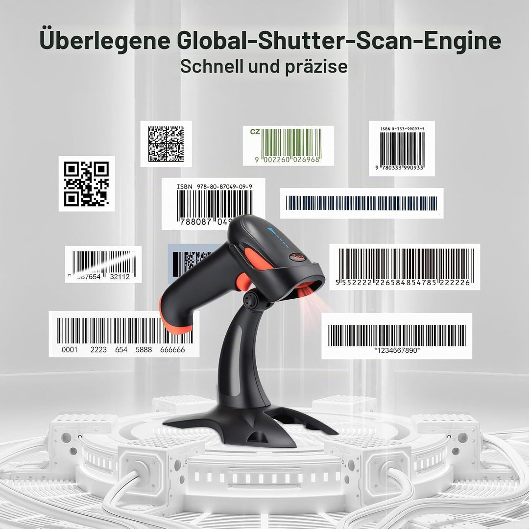 Tera Barcode Scanner 2D 1D 3 in 1 Barcodescanner Wireless 2.4 GHz/Bluetooth/USB Kabelgebunden Strich