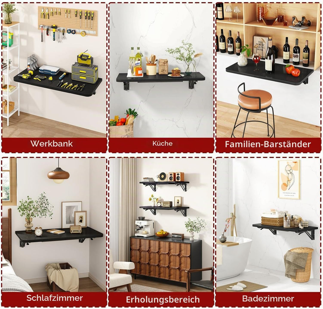 IBUYKE Wandklapptisch, Wandtisch Klappbar Kleiner, Platzsparender &amp; vielseitig einsetzbar, Klapptisc