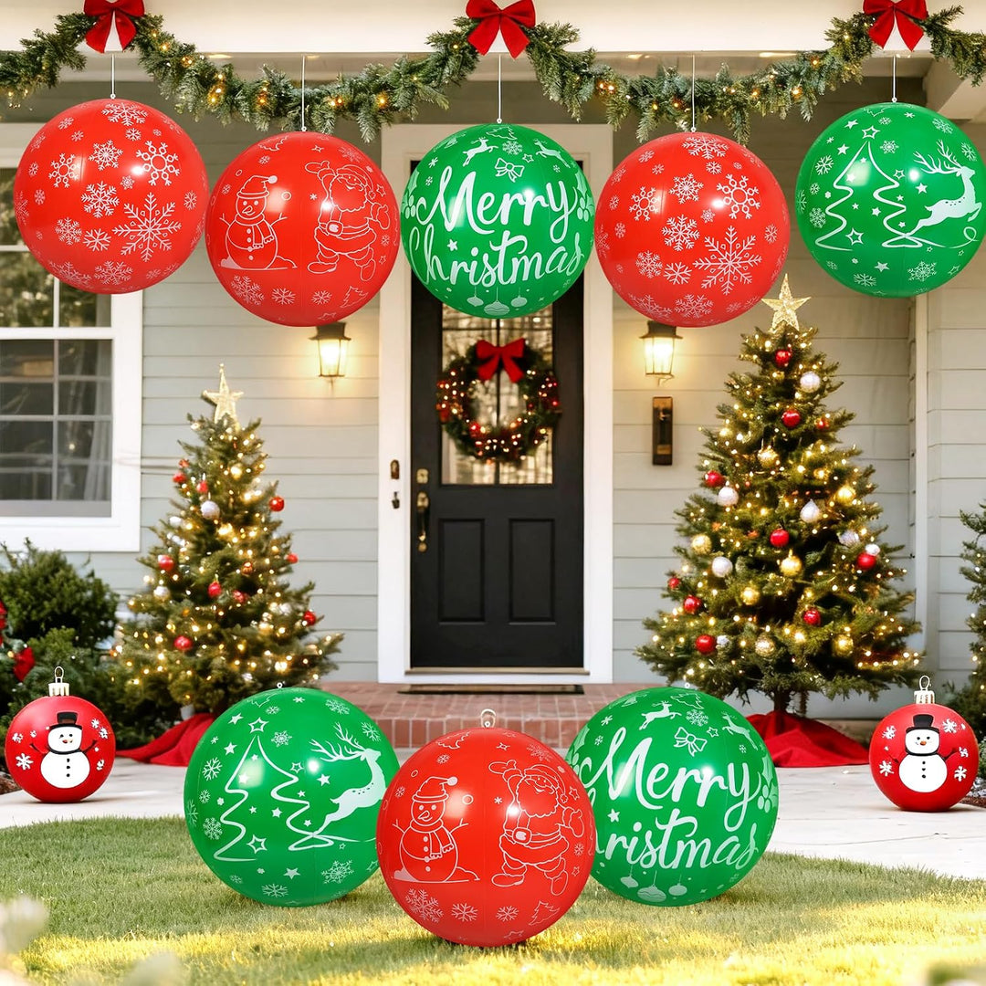 8 Stück 40 cm Weihnachts aufblasbare Bälle Aufblasbare Weihnachtskugel Ornamente im Freien für Weihn