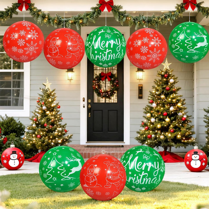 8 Stück 40 cm Weihnachts aufblasbare Bälle Aufblasbare Weihnachtskugel Ornamente im Freien für Weihn