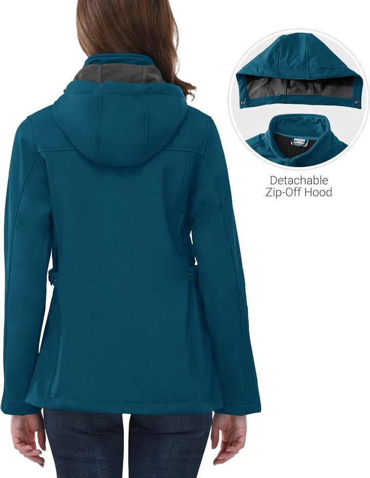 Outdoor Ventures Damen Softshelljacke Kurze Gefütterte Funktionsjacke Wasserdichte Übergangsjacke mi