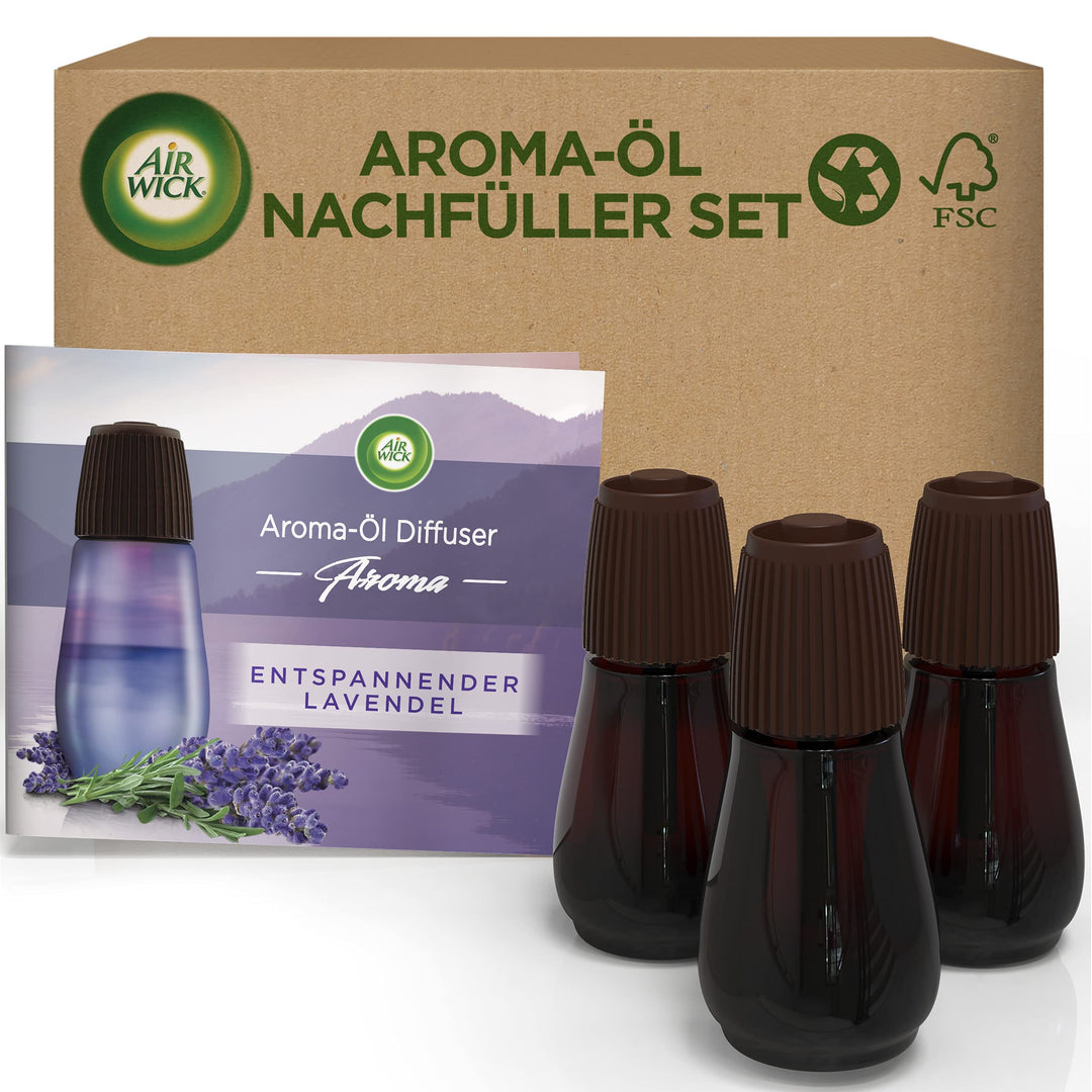 Air Wick Aroma-Öl – Vorteilspack – Nachfüllern mit ätherischen Ölen – Raumduft Entspannender Lavende