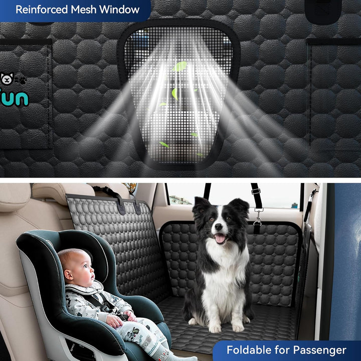 Hundedecke Auto Rückbank (132x62cm), PU-Leder Hundesitz Auto Rücksitzschoner Autodecke Harter Unters