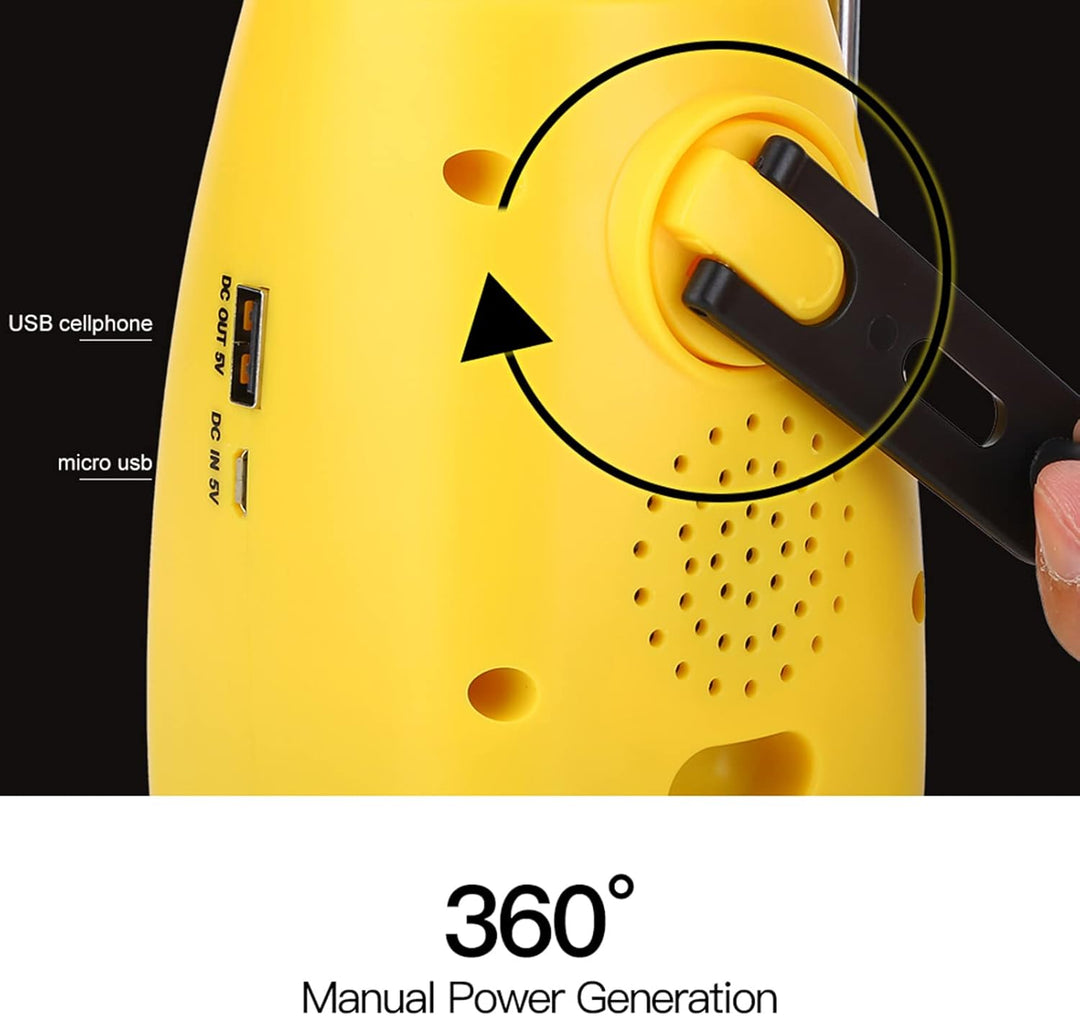 Elprico Dynamo Taschenlampe,Tragbar Kurbelradio mit Handyladefunktion Solar,Radio Kurbel Notfall mit