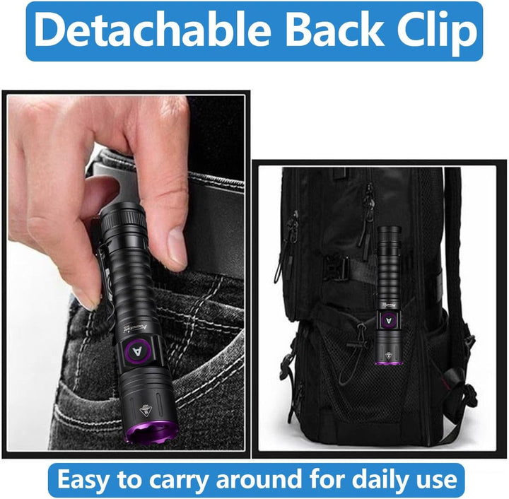 Alonefire SV87 5W 395nm UV Taschenlampe Typ C USB Aufladbar Zoom Schwarzlicht Haustierurin Detektor