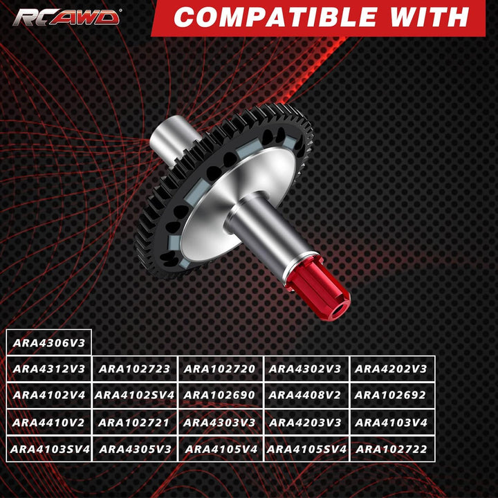 RCAWD 45# Stahl 57T Hausschuh-Set für Arrma 1/10 Senton Vorteks 3s BLX & 1/8 Typhon 3s BLX Upgrade-T