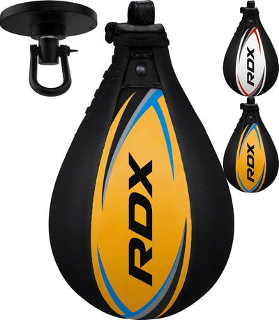 RDX Boxbirne Erwachsene Leder Set, Speedball Hängend Mit Halterung, Profi Punchingball Boxing Speed