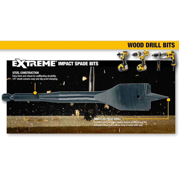 Dewalt Holz-Fräsbohrer-Set 9-tlg (12-32 mm, geschliffene Zentrierspitze, 1/4“ Schaft, für Hart-/Weic