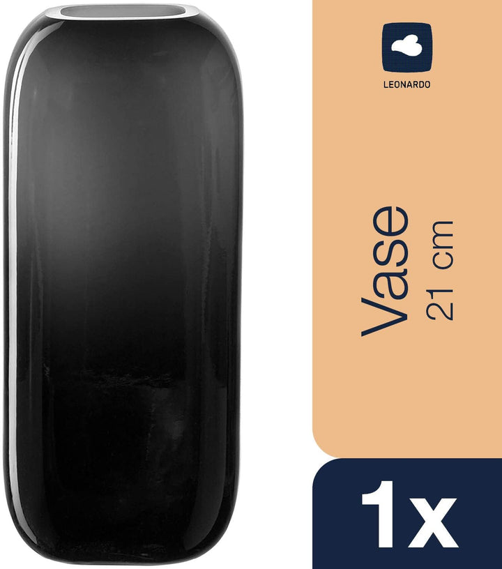 Leonardo Milano, Blumenvase aus grau gefärbtem Glas, handgefertigte Glasvase in modernem Design, Höh