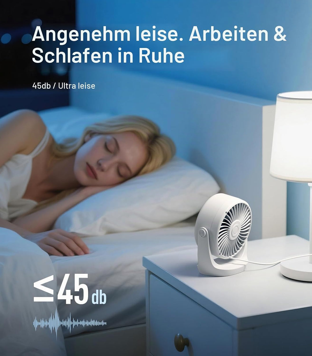Diveblues USB Turbo Tischventilator, Ultra-Leiser Mini Ventilator, Leistungsstarker Wind, LED-Displa
