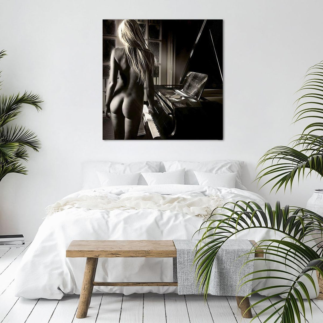 Bilder auf Leinwand Frau Nackt Geheimnis Leinwandbild mit Rahmen 60x60cm Wandbilder Dekoration Wohnz