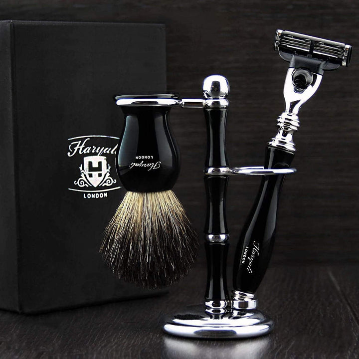 JAG SHAVING GERMANY Das Luxus-Kit-Set für Männer mit Nassrasur enthält Rasiermesser, schwarze Dachsh