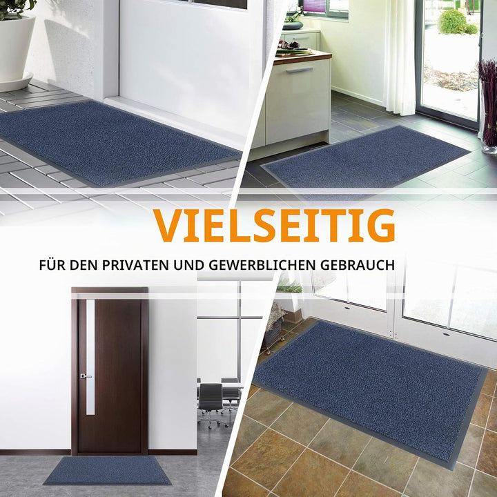GadHome Fussmatte Blau 90x150 cm|Eingangstürmatte wasserdicht waschbar strapazierfähiger Schmutzfäng