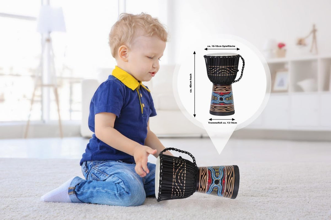 40cm Profi Djembe Trommel Bongo Drum Buschtrommel Percussion Motiv Buntes Muster Afrika Art - (Für K