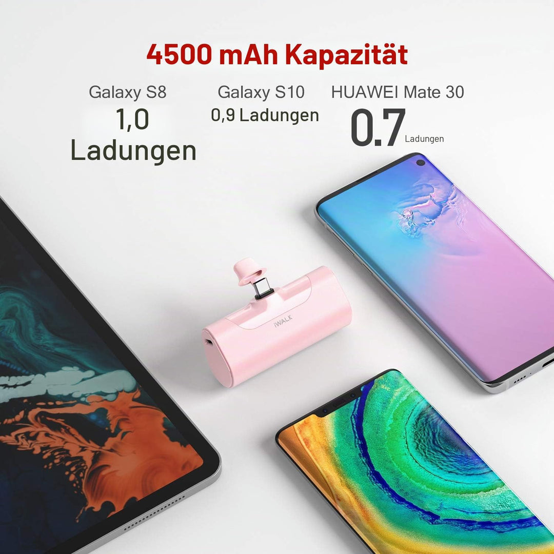 iWALK USB C Powerbank, 4500mAh Tragbares Externes Ladegerät, Typ C Externer Akku Kompatibel mit Sams