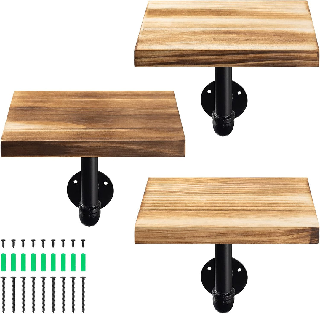 Navaris Wandregal Regal aus Holz und Metall - 3er Set Schweberegal Hängeregal - Ablage für Bilderrah
