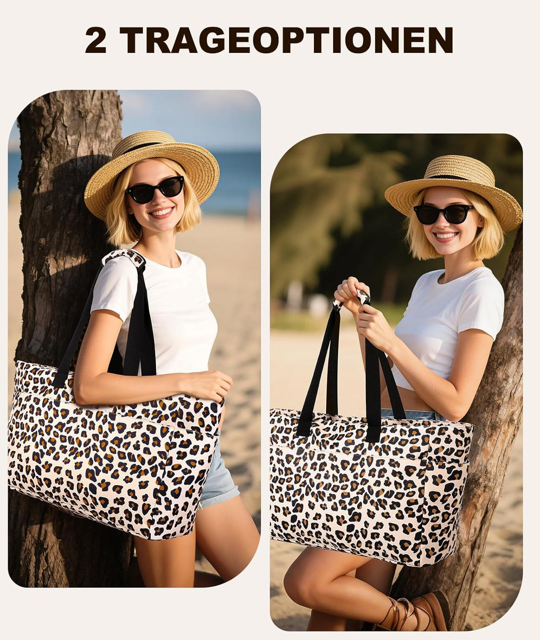 ISEYOU Strandtasche XXL Familie, Gross Strandtasche mit Reissverschluss Wasserdicht Sanddicht, Handt