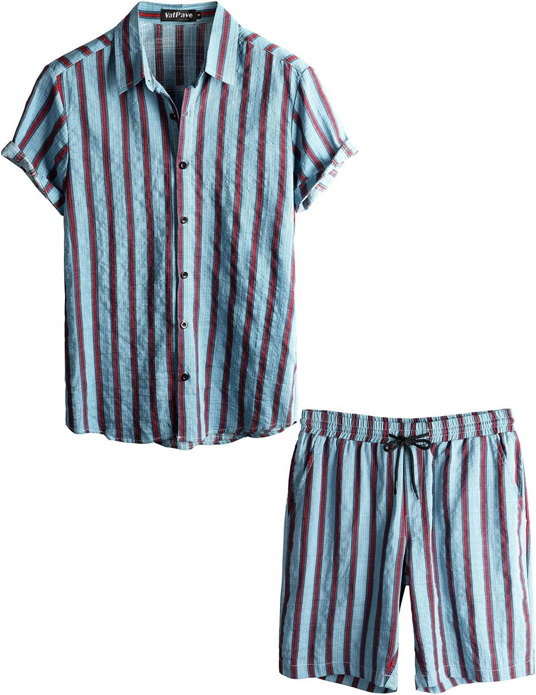 VATPAVE Herren Hawaii Hemd Blumen Sommer Outfit Männer Freizeit Kurzarm Strandhemd und Kurze Hosen 2