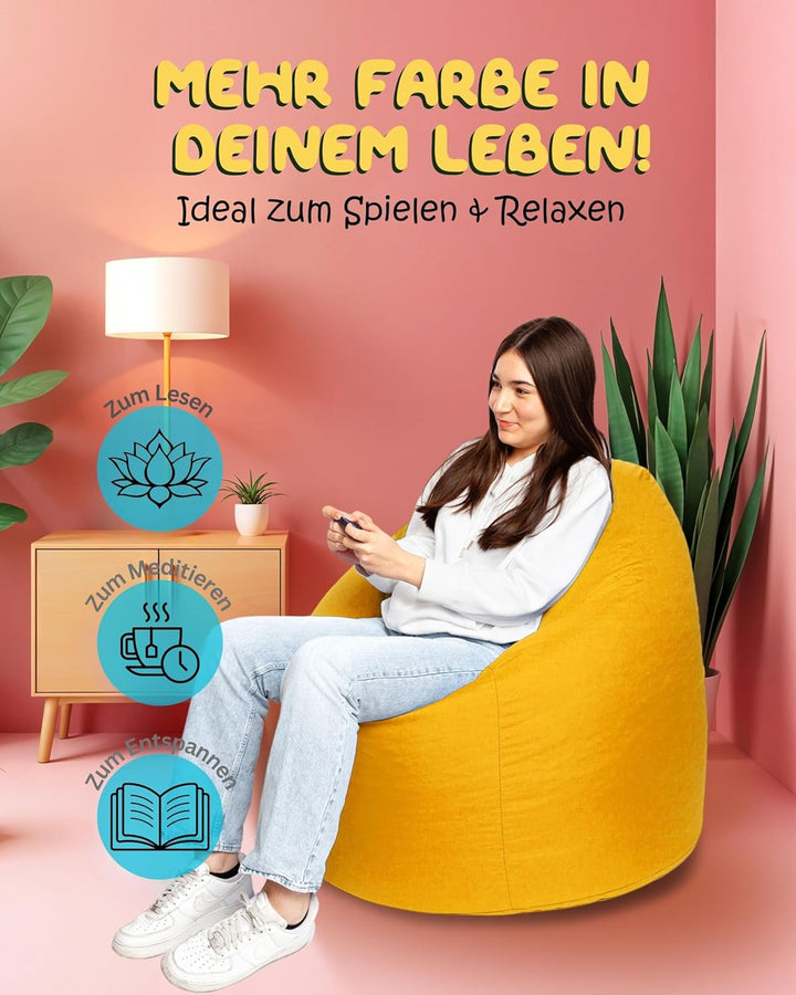PATCH HOME Patchhome Sitzsack Tropfenform mit Reissverschluss Nachfüllbar - für In &amp; Outdoor - mit S