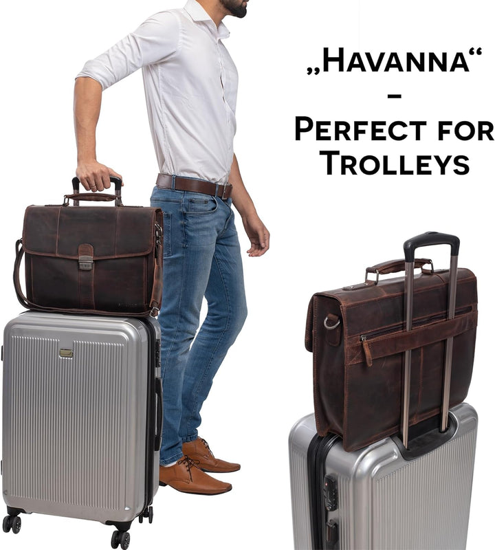 STILORD 'Havanna' Leder Businesstasche A4 Gross Klassische Aktentasche Arbeitstasche Abnehmbarer Sch