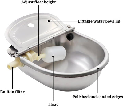 hzexun Automatischer Trinkbrunnen für Hunde 304 Edelstahl Float Typ Vieh Automatische Trinkwasseraus