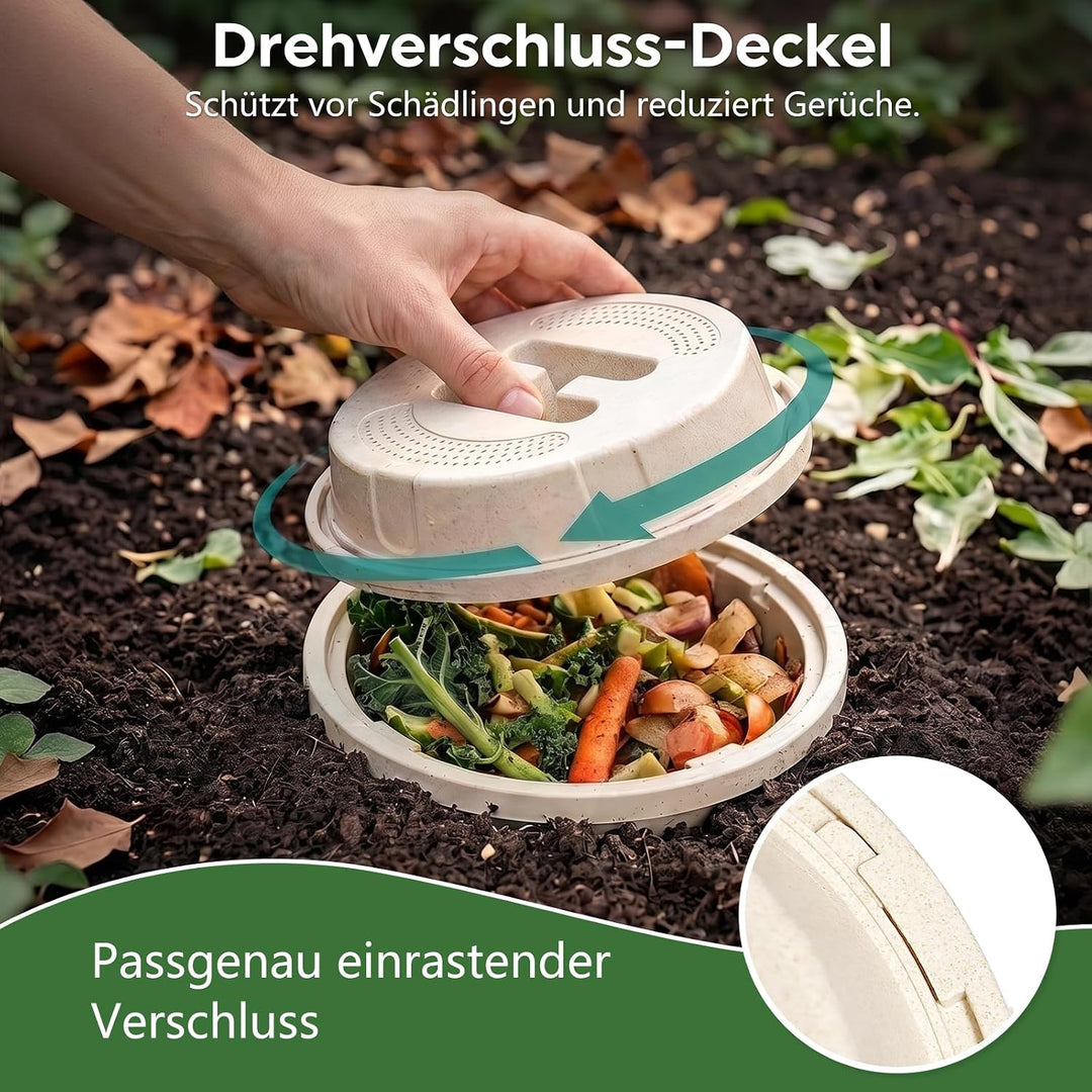 Silavo Wurmkomposter zum Eingraben 8L, Komposter Garten (1er-Pack) Cremeweiss 1er Pack, Cremeweiss 1