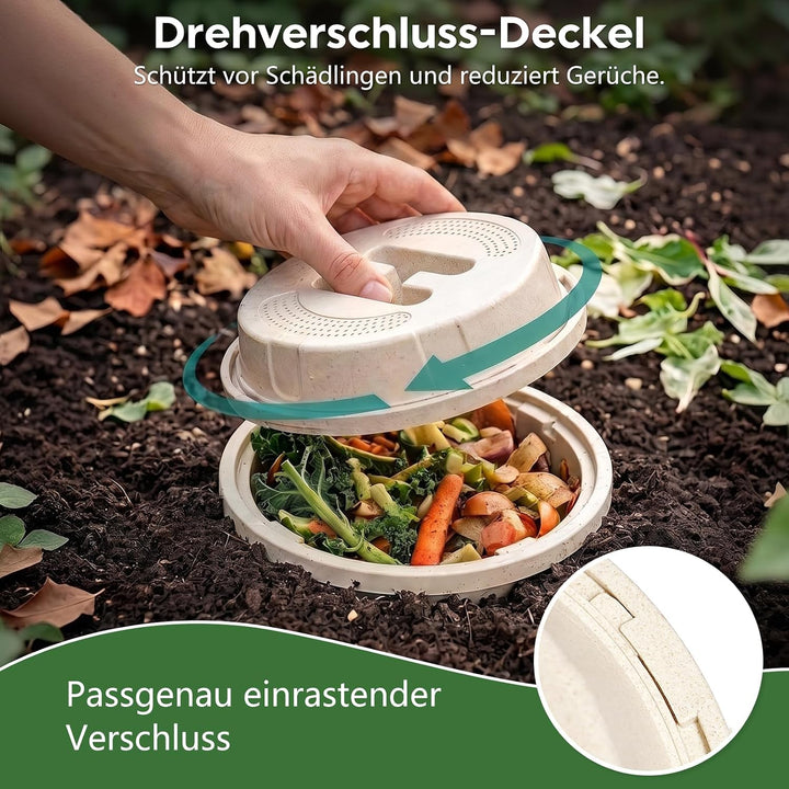Silavo Wurmkomposter zum Eingraben 8L, Komposter Garten (1er-Pack) Cremeweiss 1er Pack, Cremeweiss 1
