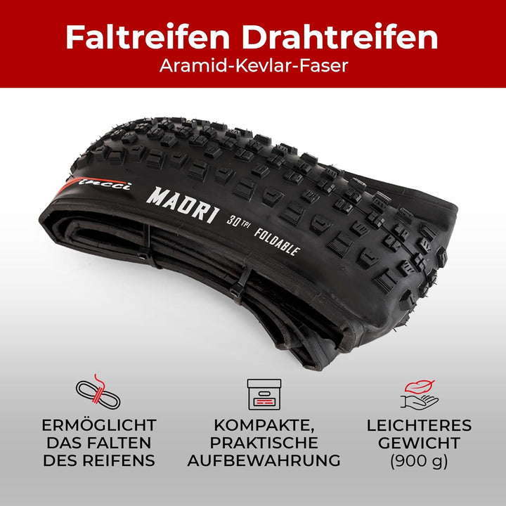 Fincci Paar MTB Reifen 27.5x2.35 Zoll 60-584 Faltbar Fahrradreifen für Rennrad Mountainbike Schlamm