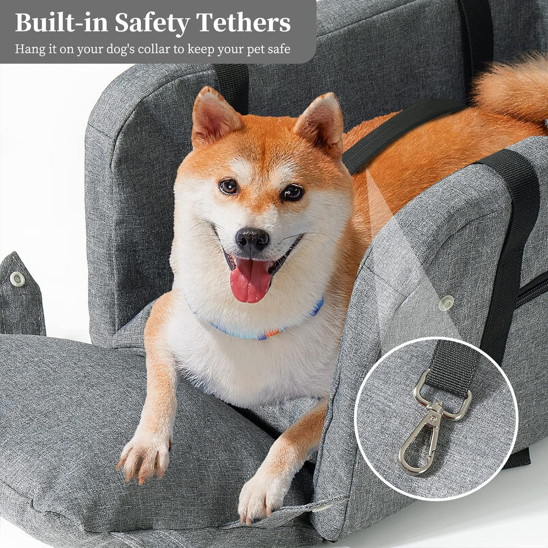 Litthing Autositz für Hunde, Konsolensitzerhöhung für Haustiere mit festem Klettverschluss und verst
