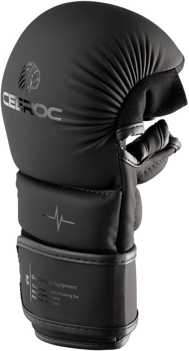CEEROC MMA Sparring Handschuhe Mato, Schwarz/schwarz hochwertiges Kunstleder L-XL, L-XL