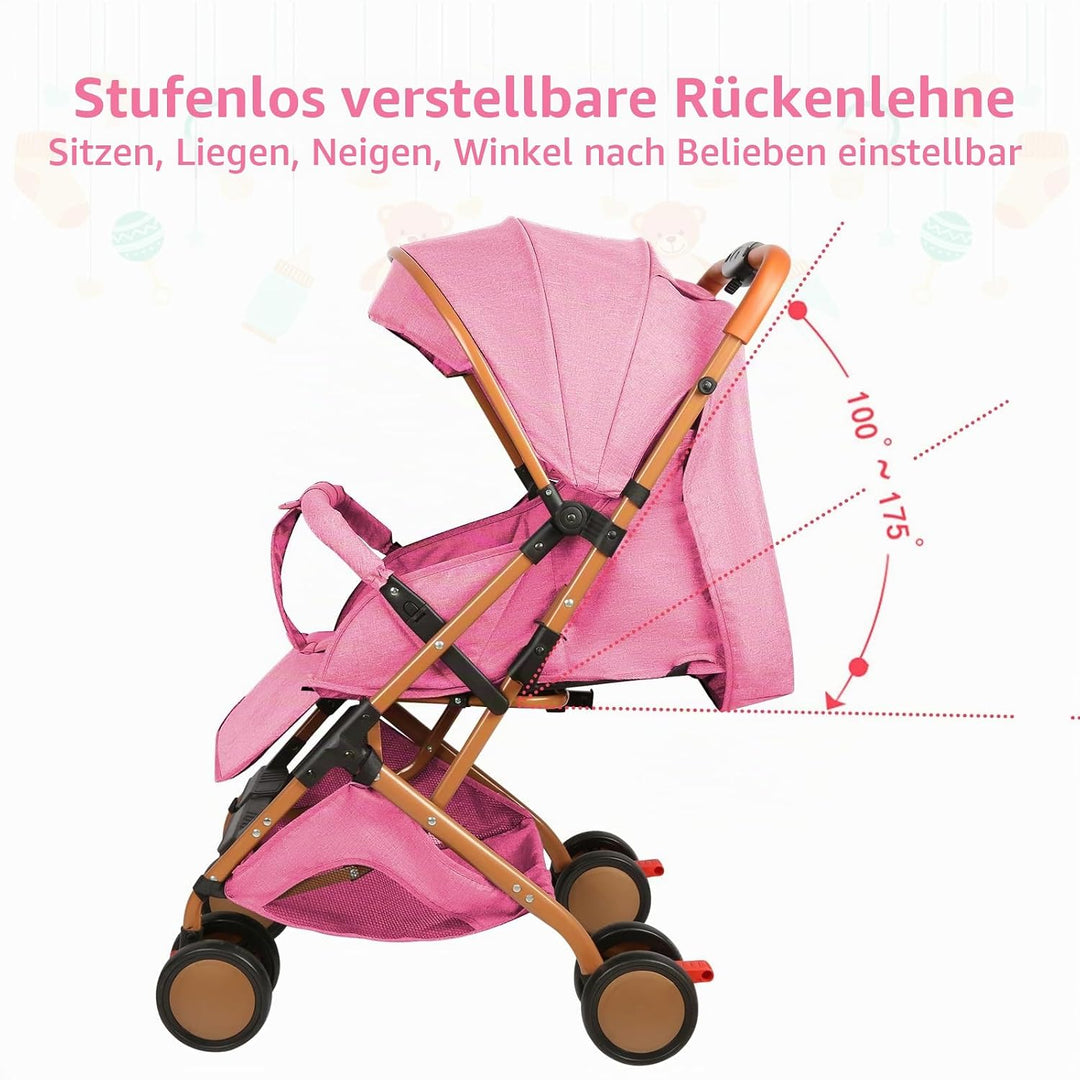 Buggy, kompakter Kinderwagen, 0-4 Jahre, leicht und handlich, mit einer Hand faltbar, neigbare Rücke