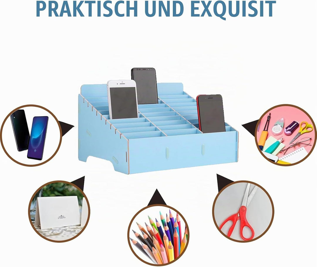 30 Gitter Handygarage Schule, Handy Hotel Aufbewahrungsbox Holz, Multi-Grid-Aufbewahrungsbox FüR Mob