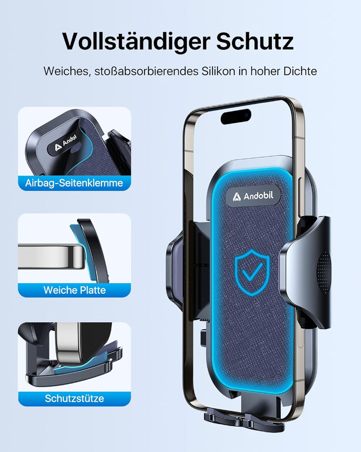 andobil Handyhalterung Auto [2025 Neueste Saugnapf] 3 in 1 Saugnapf & Lüftung Halter Universale KFZ