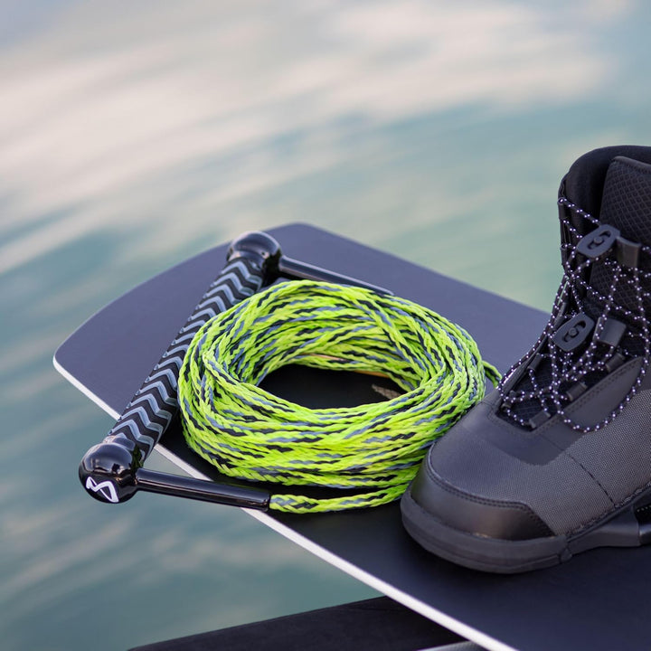 Mesle Wasserski und Wakeboard-Leine Combo, Länge 18,3m Zug-Seil mit Hantel Griff lime, lime