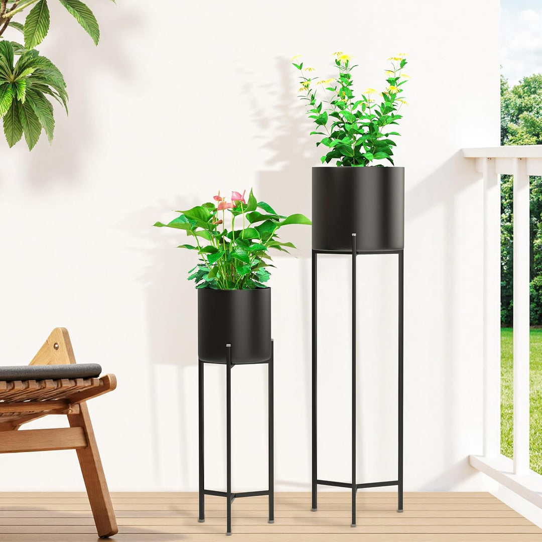 Ribelli Metall Blumentopf Ständer 2er Set φ18/23 cm, Blumenhocker mit Übertopf, Blumentreppe Pflanze