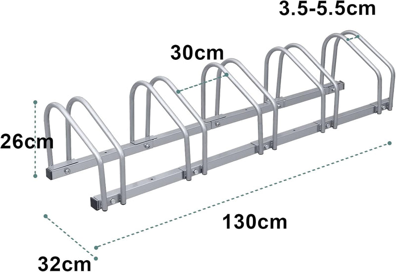 Joparri Fahrradständer für 5 Fahrräder, 35-55 mm Reifenbreite, Mehrfachständer Aufstellständer Boden